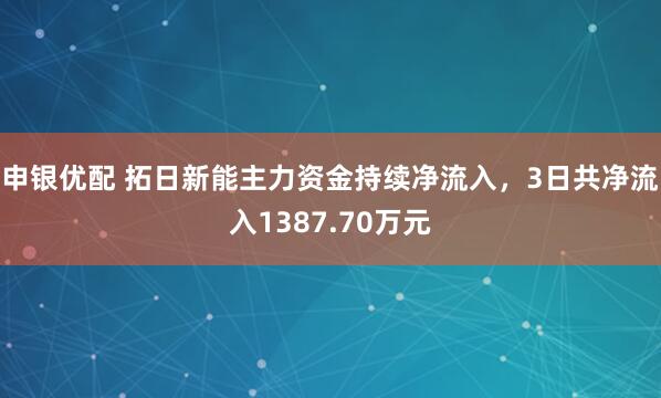 申银优配 拓日新能主力资金持续净流入，3日共净流入1387.70万元