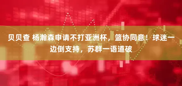 贝贝查 杨瀚森申请不打亚洲杯，篮协同意！球迷一边倒支持，苏群一语道破