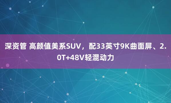 深资管 高颜值美系SUV，配33英寸9K曲面屏、2.0T+48V轻混动力